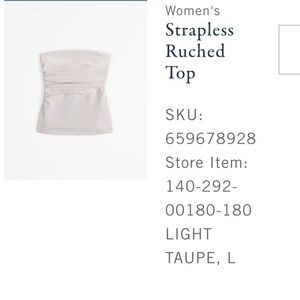 A&F Women's Strapless Ruched Top - Taupe